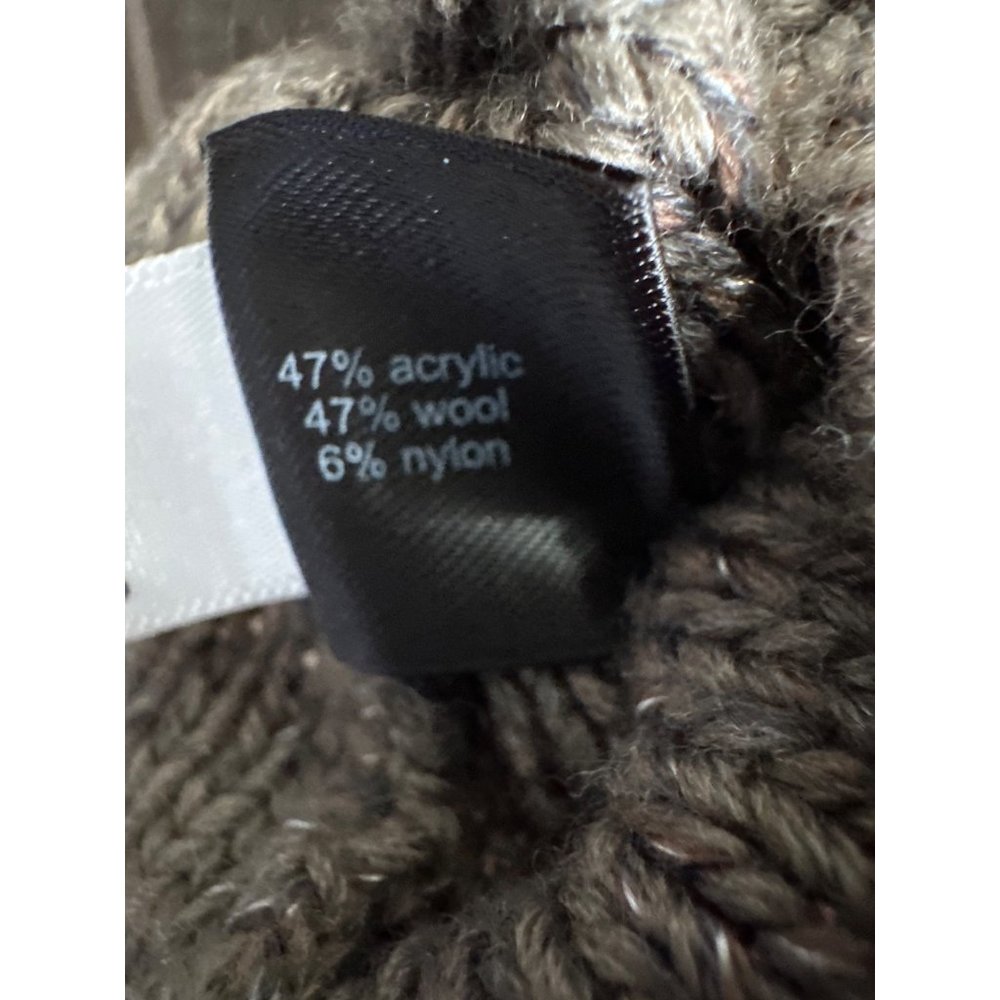 The Limited size M taupe brown cable knit shawl collar metallic thread cardigan - Picture 6 of 7